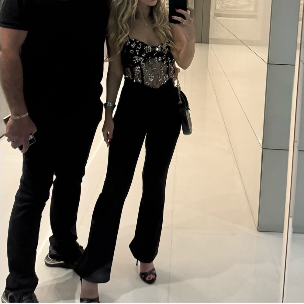 Zara Black and Silver Embellished Jumpsuit